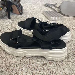Black platform sandals